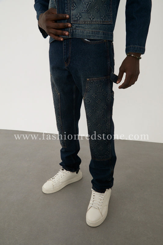 LV Denim Carpenter Pants Blue