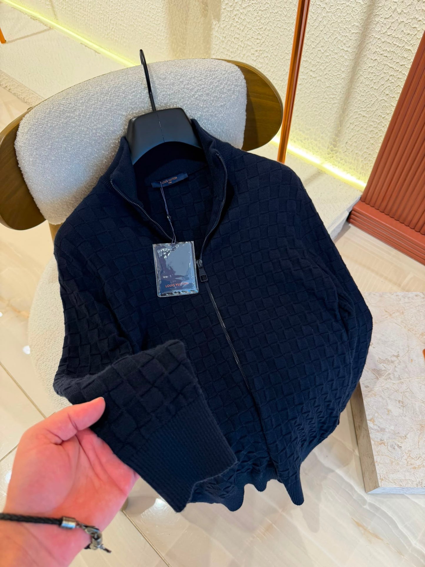 LV Monogram Wool Full Zip NAVY