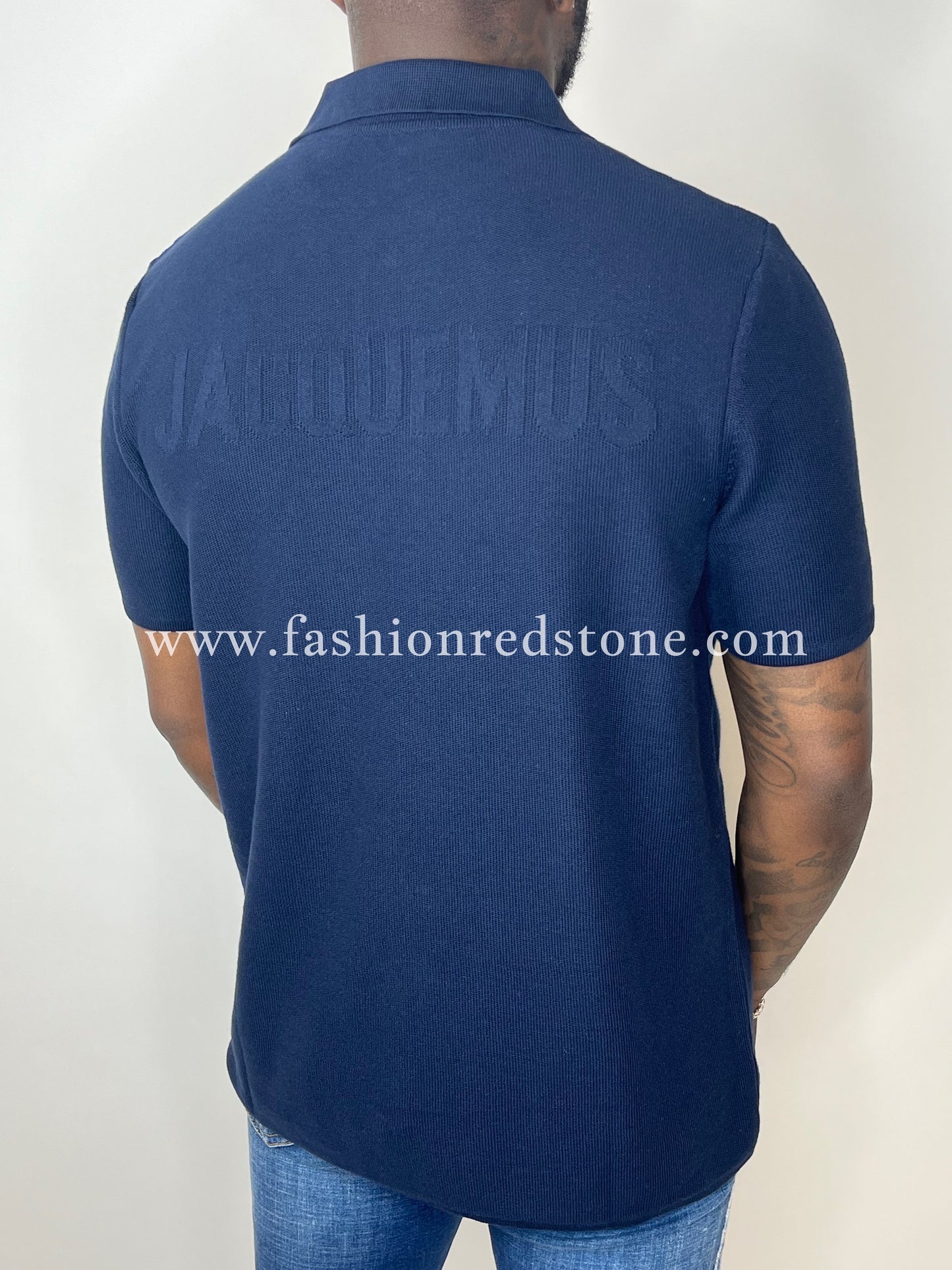 Jacquemus Regular Fit Polo Met Structuur Navy Blue