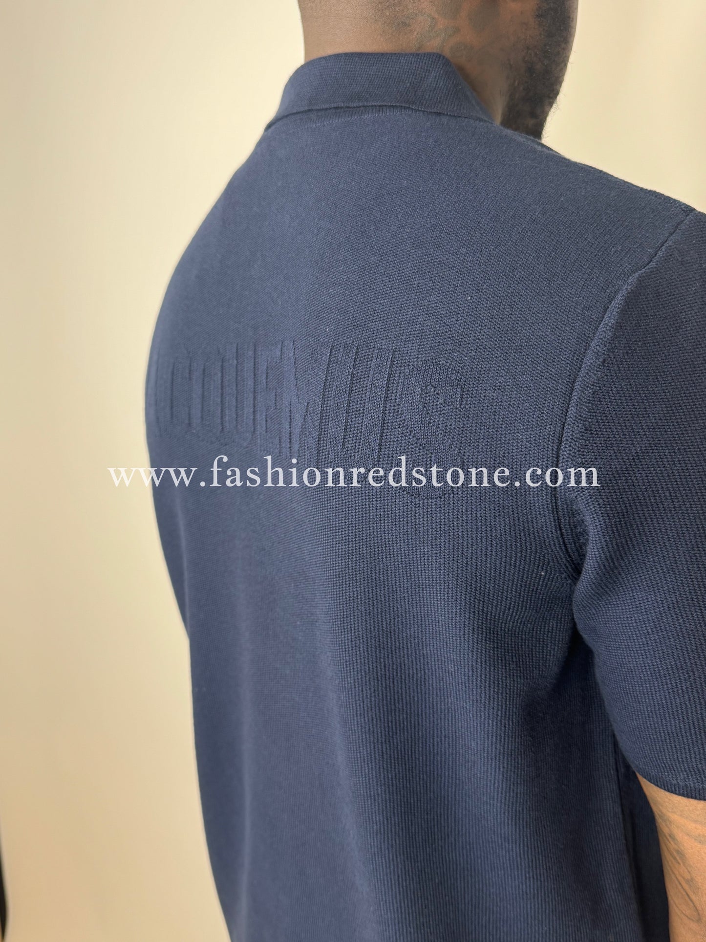 Jacquemus Regular Fit Polo Met Structuur Navy Blue