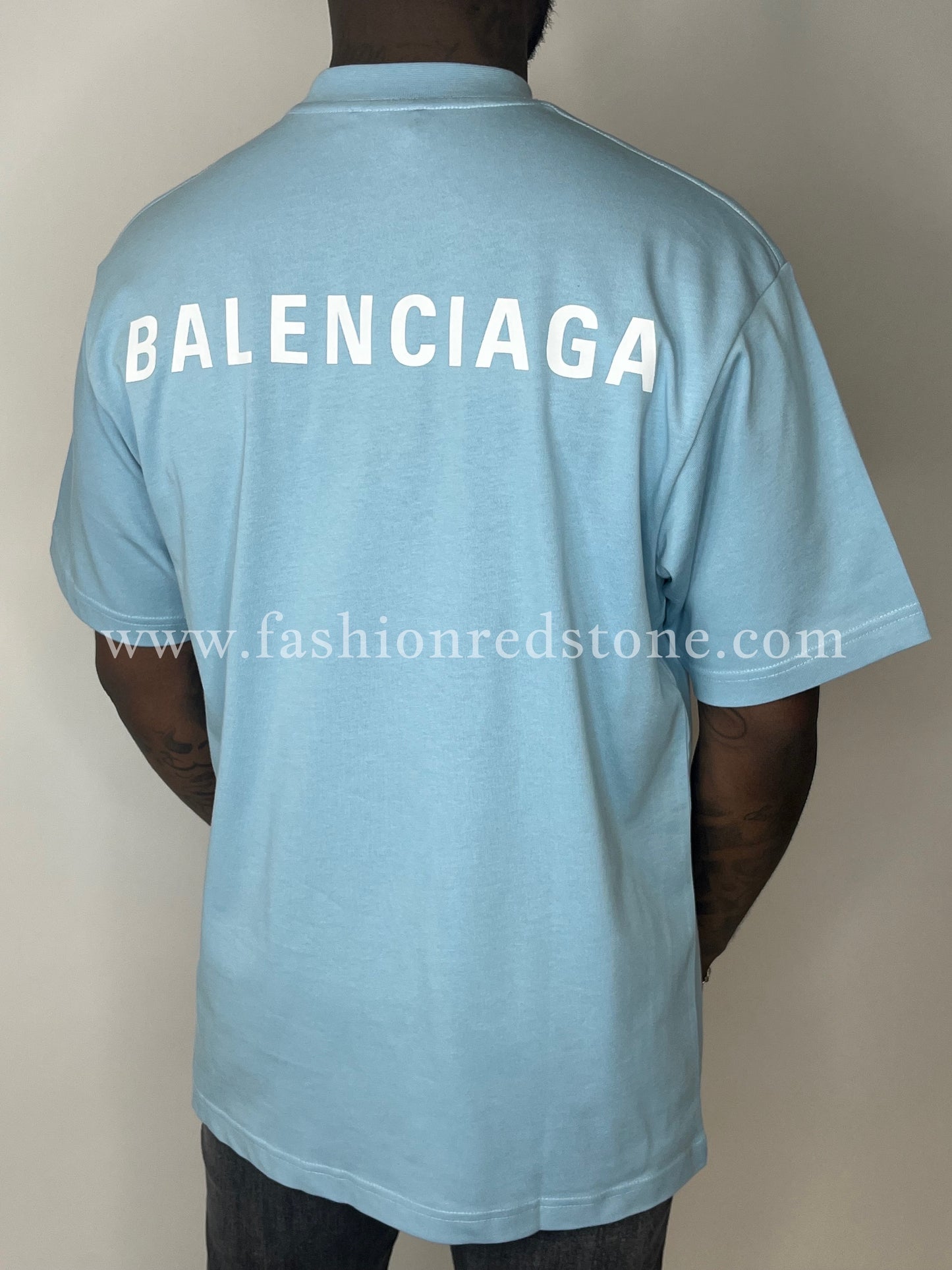Balenciaga T-Shirt Met Logoprint Light Blue