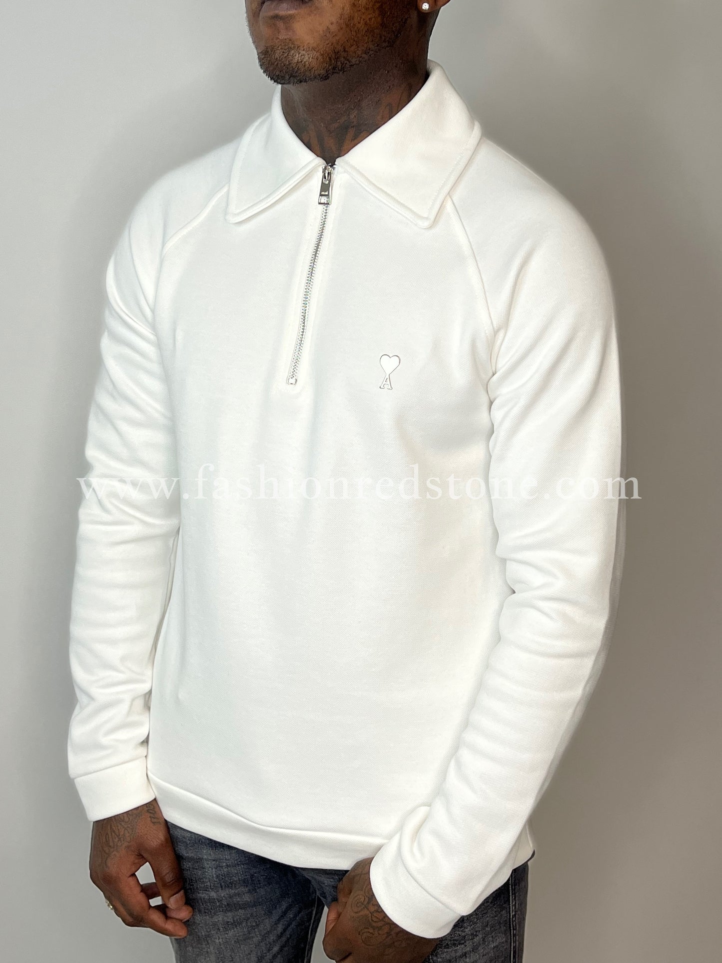 Ami Half-Zip Sweatshirt White