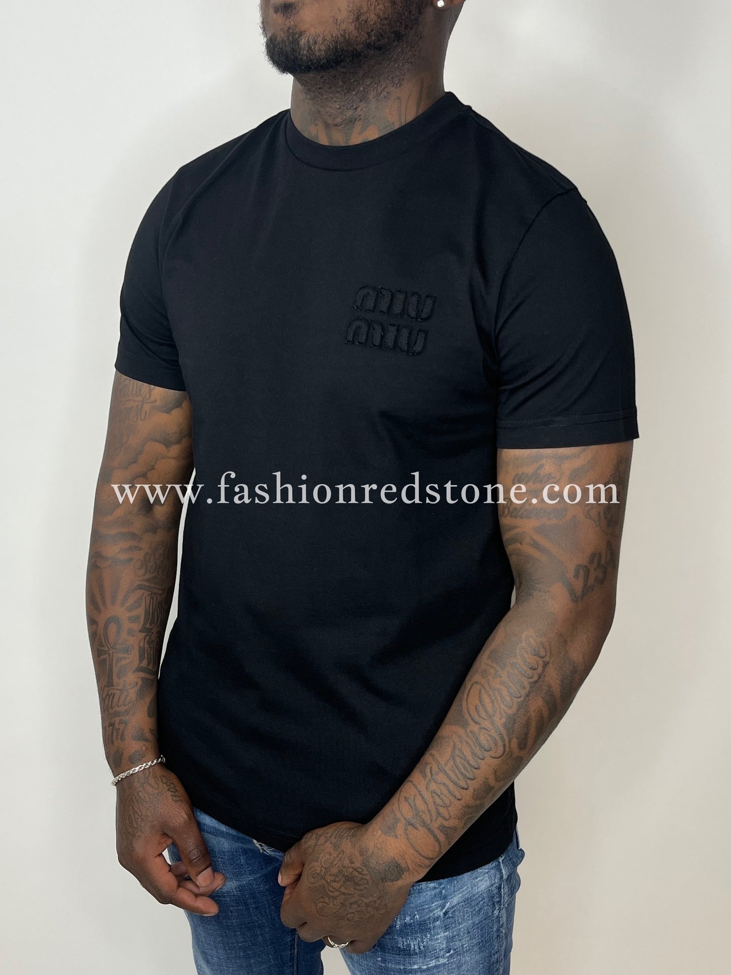 Miu Miu T-Shirt met Logopatch Black