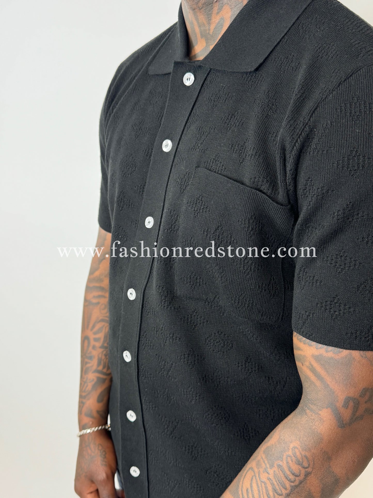 Louis Vuitton Monogram Printed Short-Sleeved Shirt Black