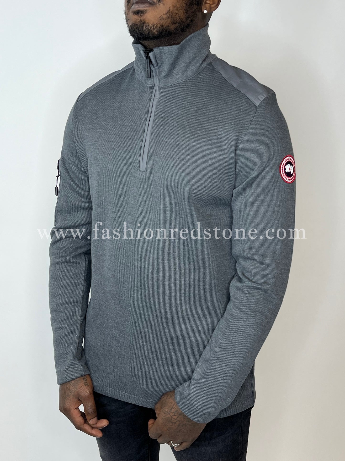 Canada Goose Stormont Fijngebreide Pullover Van Wol Met Halve Rits Antraciet