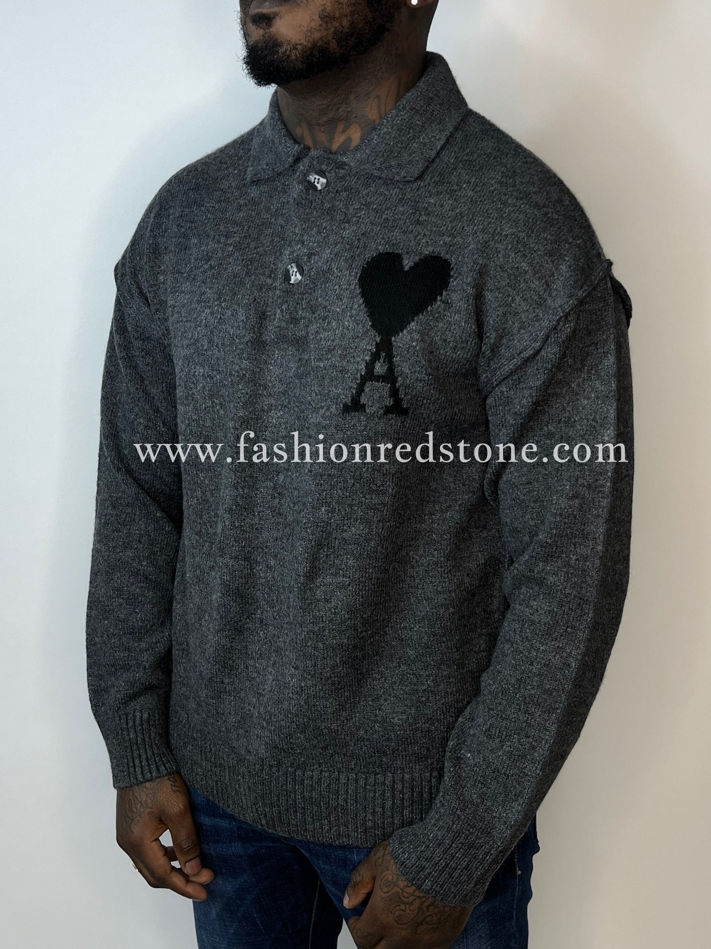 WOOL AMI DE COEUR POLO Grey