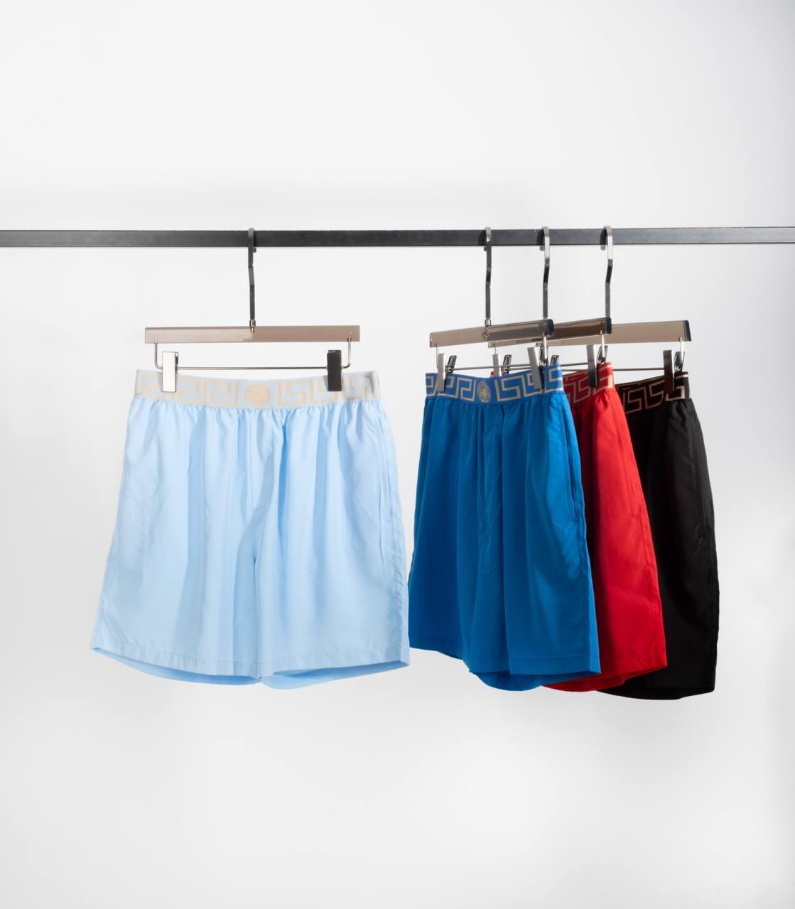 Versace Greca Border Zwemshorts Met Logoband Light Blue