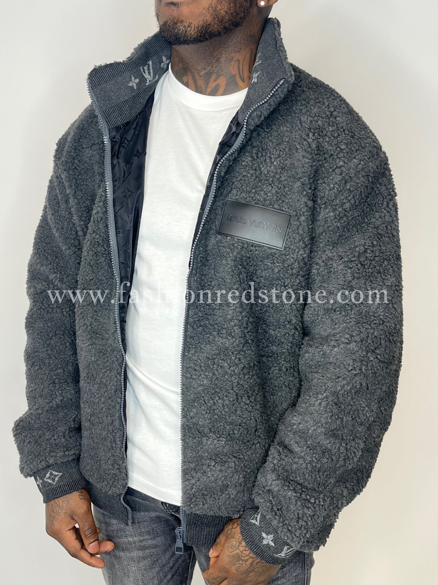 Louis Vuitton Leather Patch Fleece Blouson