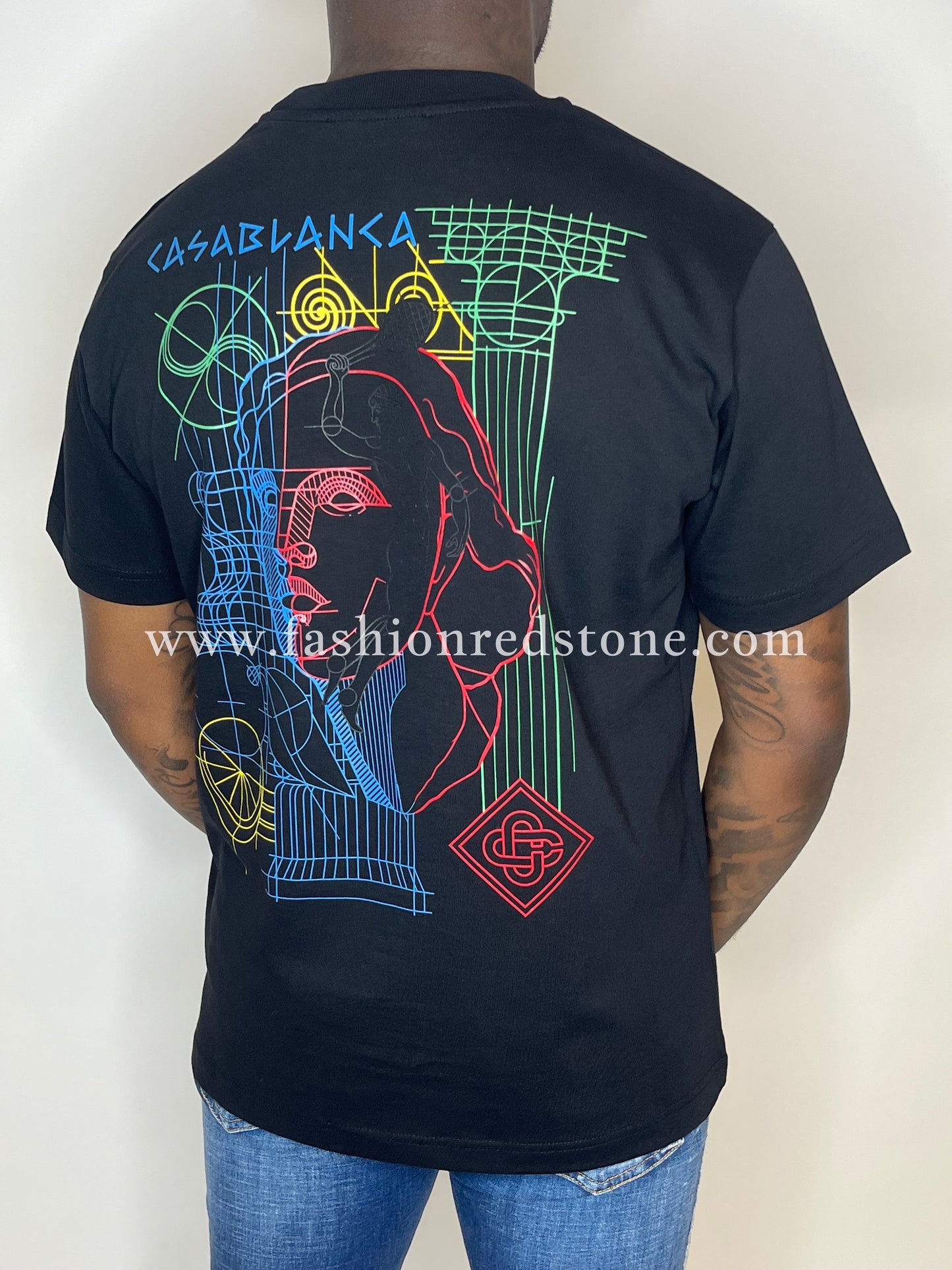 Casablanca T-Shirt met Logo en Backprint