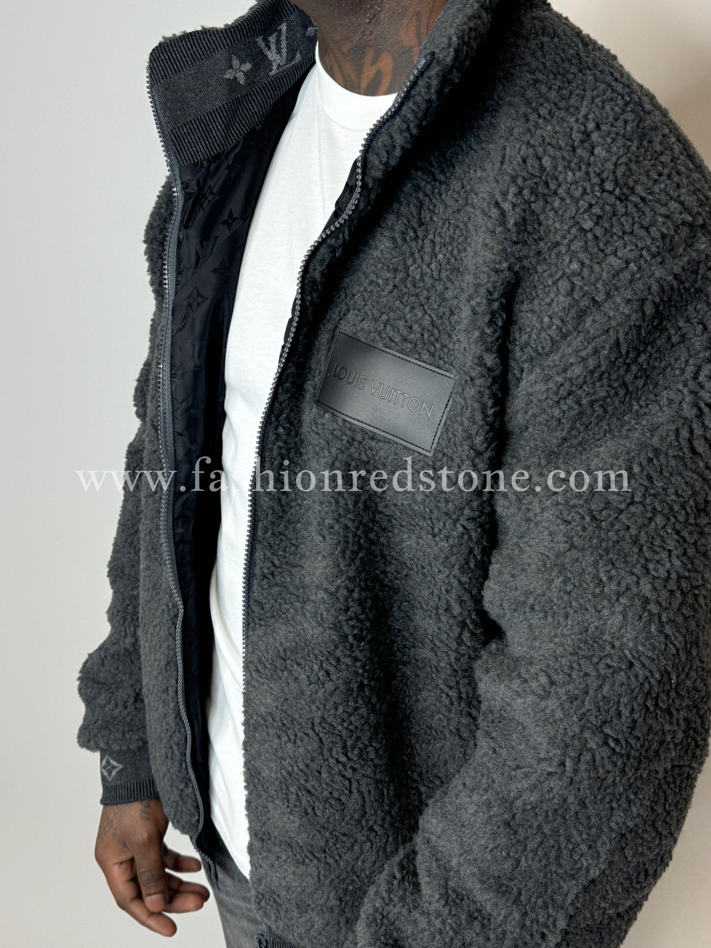 Louis Vuitton Leather Patch Fleece Blouson