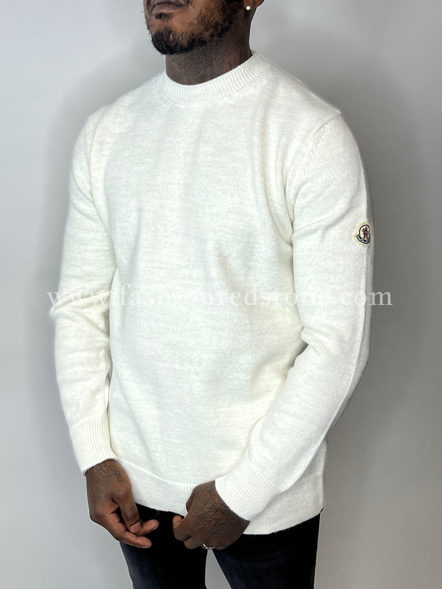 Moncler Wollentrui Met Ronde Hals En Logopatch White