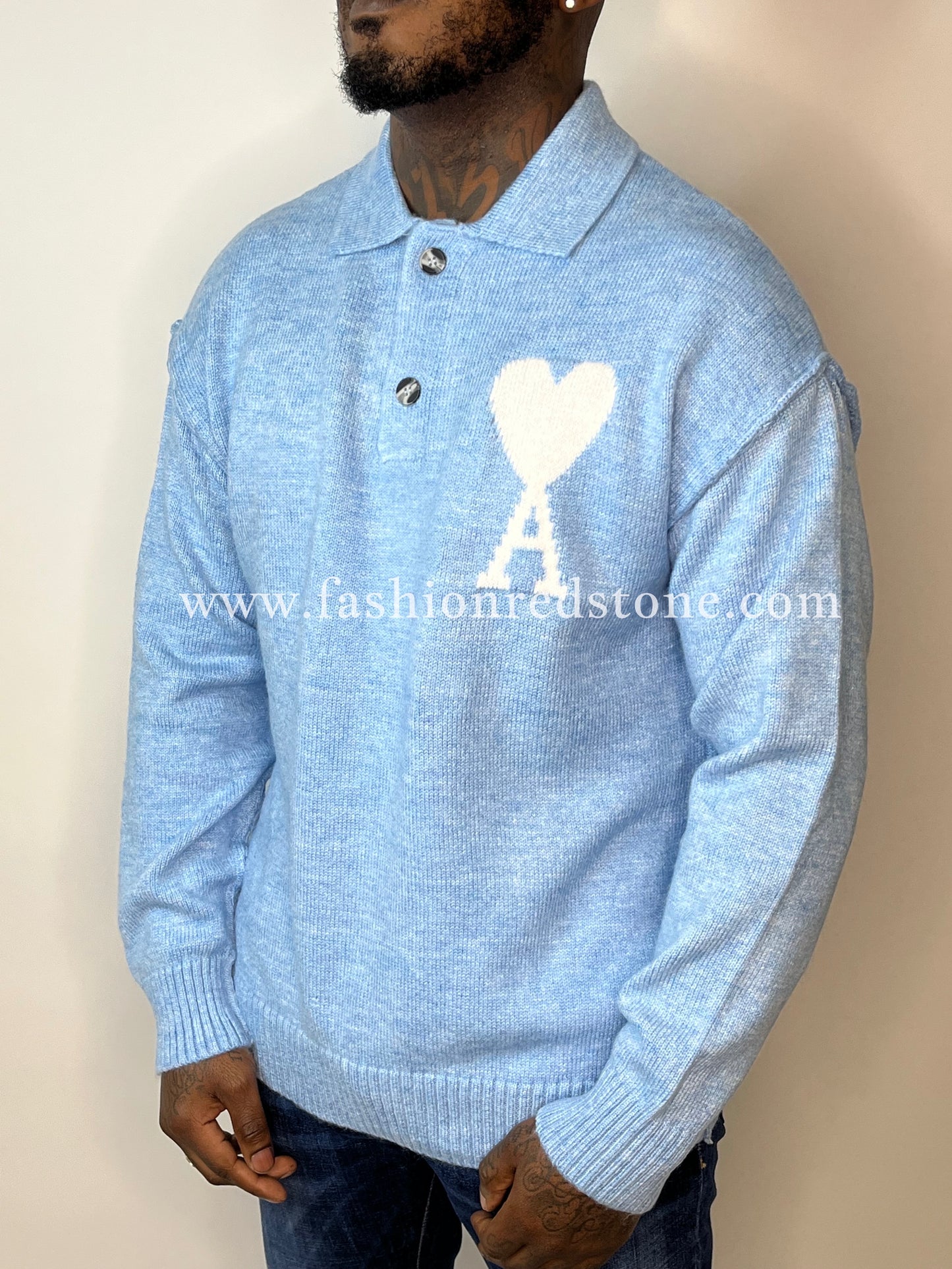 WOOL AMI DE COEUR POLO Blue