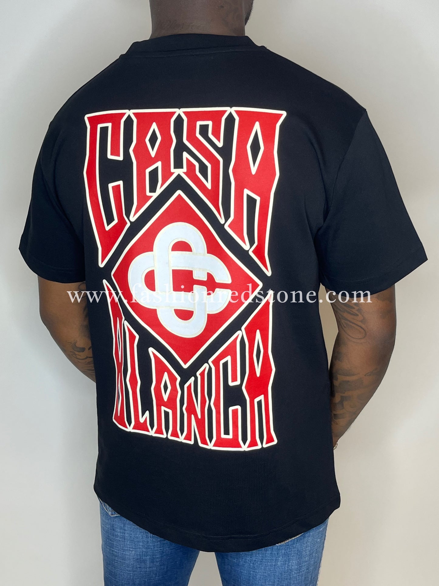 Casablanca T-Shirt met Logo en Backprint