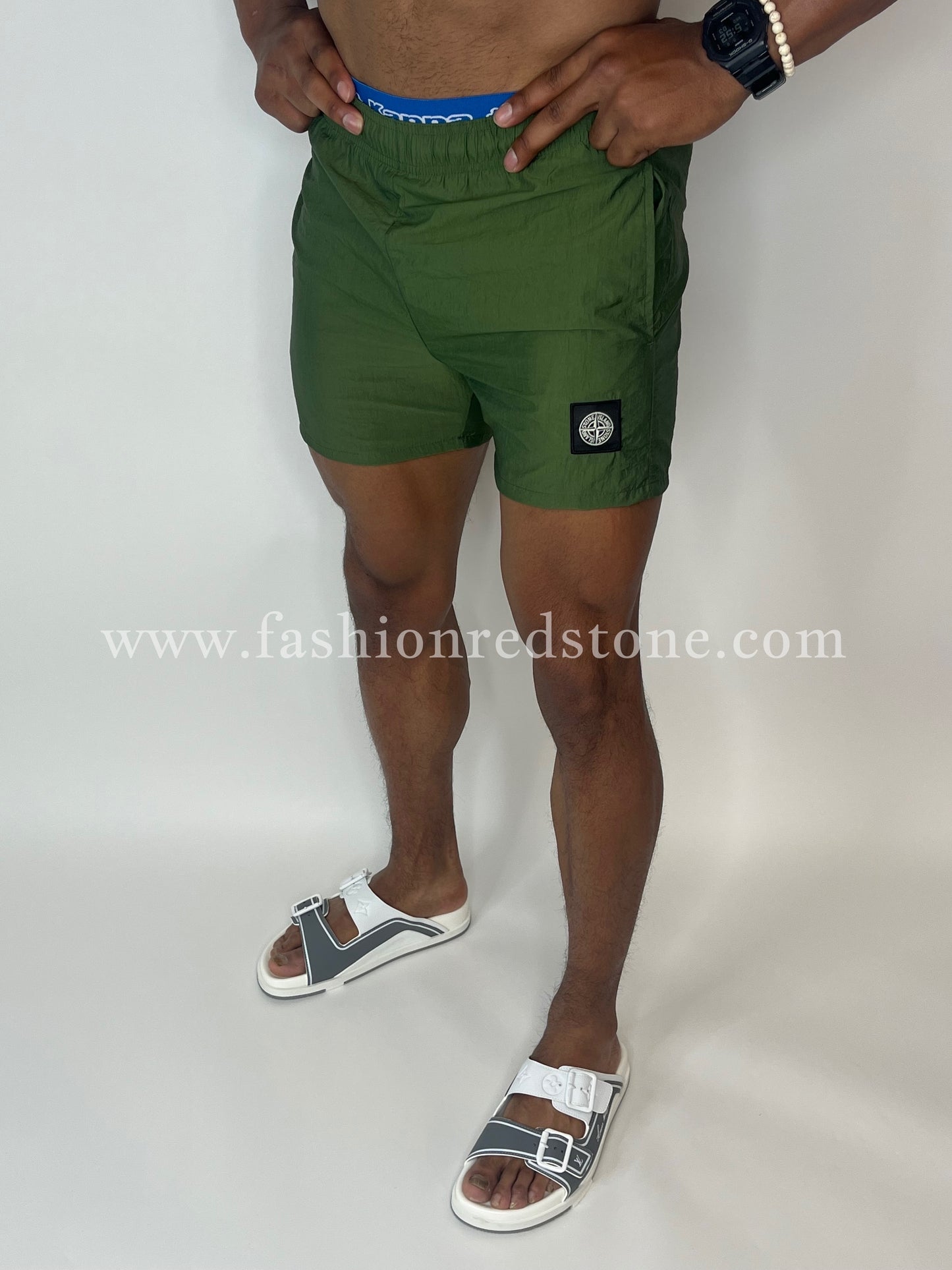 Stone Island Zwembroek Met Logopatch Khaki