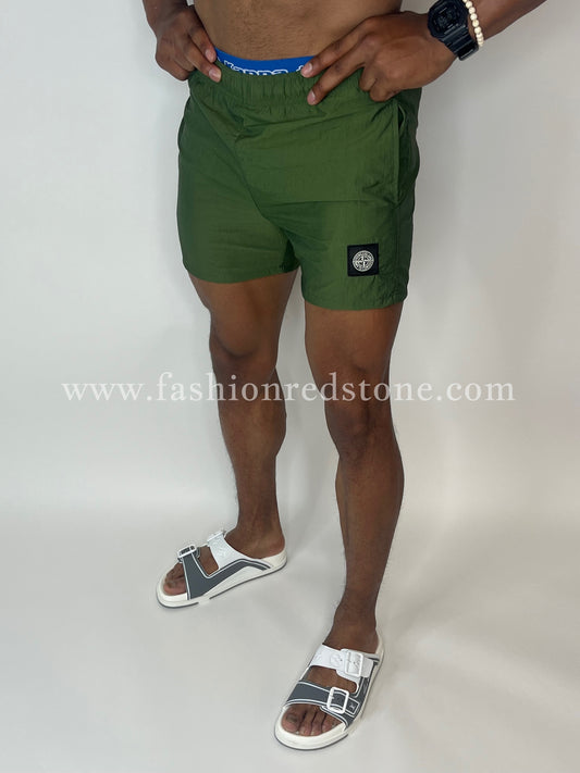 Stone Island Zwembroek Met Logopatch Khaki