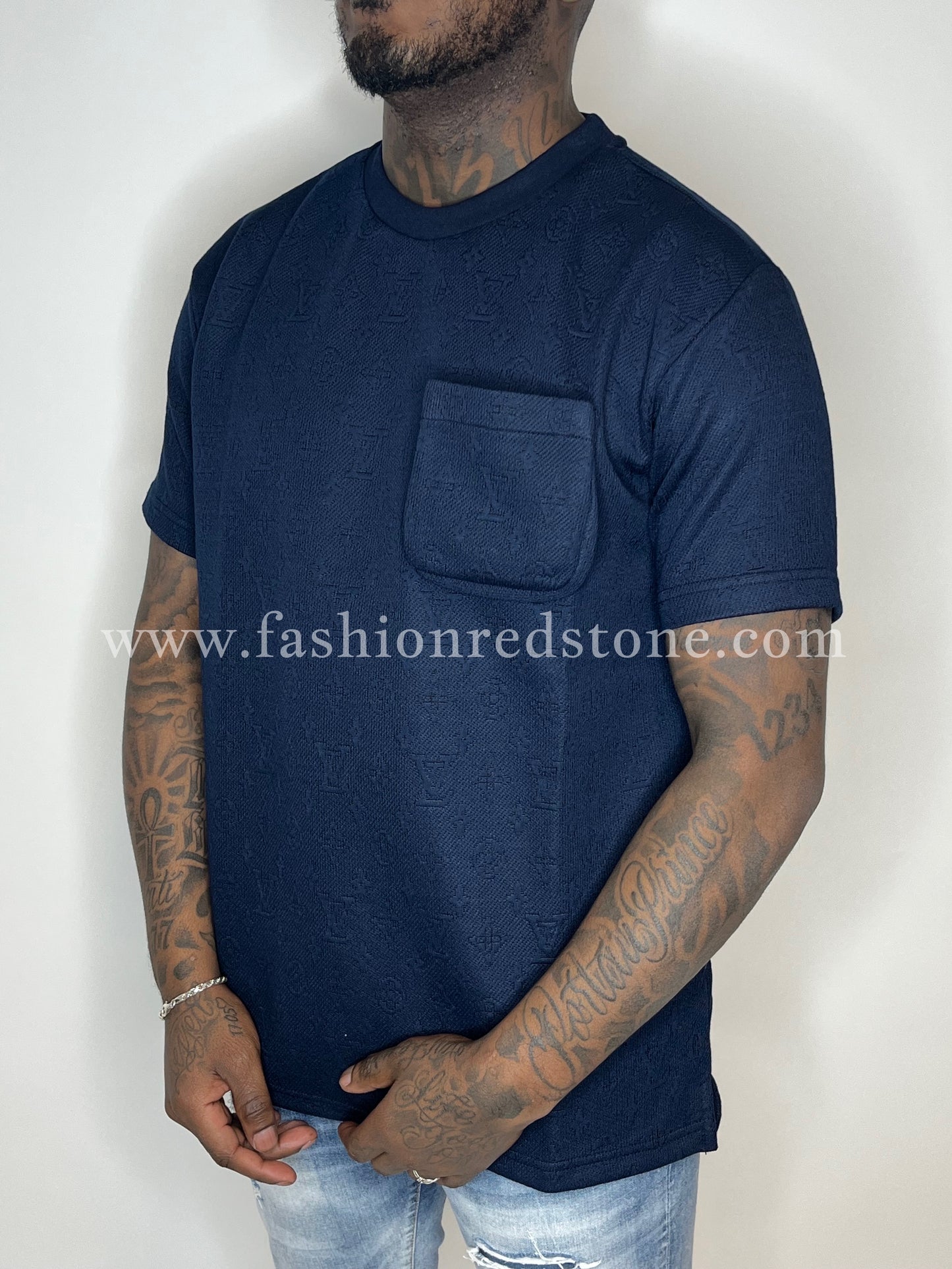 Louis Vuitton Signature 3D Pocket Monogram T-Shirt Navy Blue