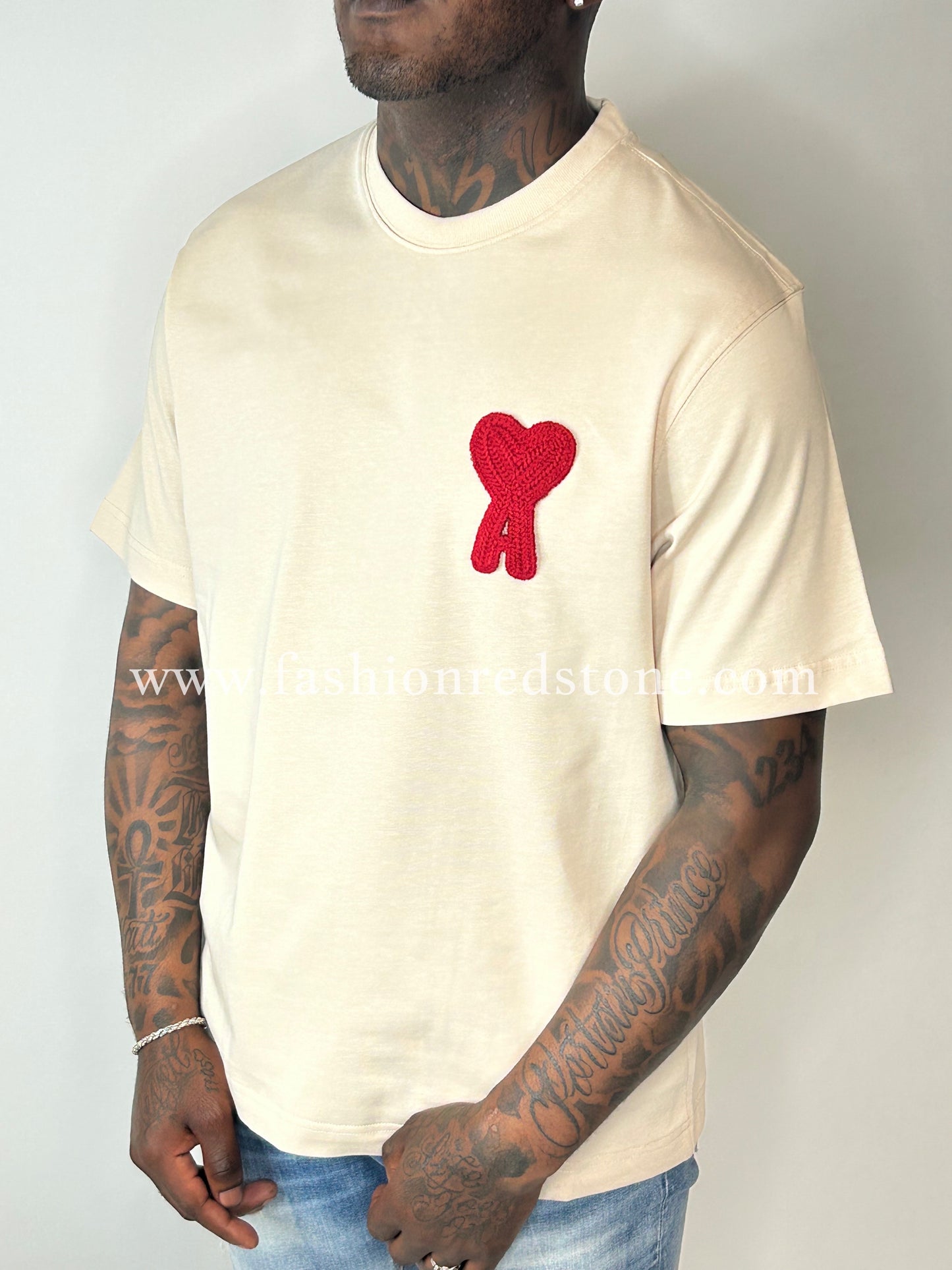 AMI De Coeur Patch T-Shirt Beige
