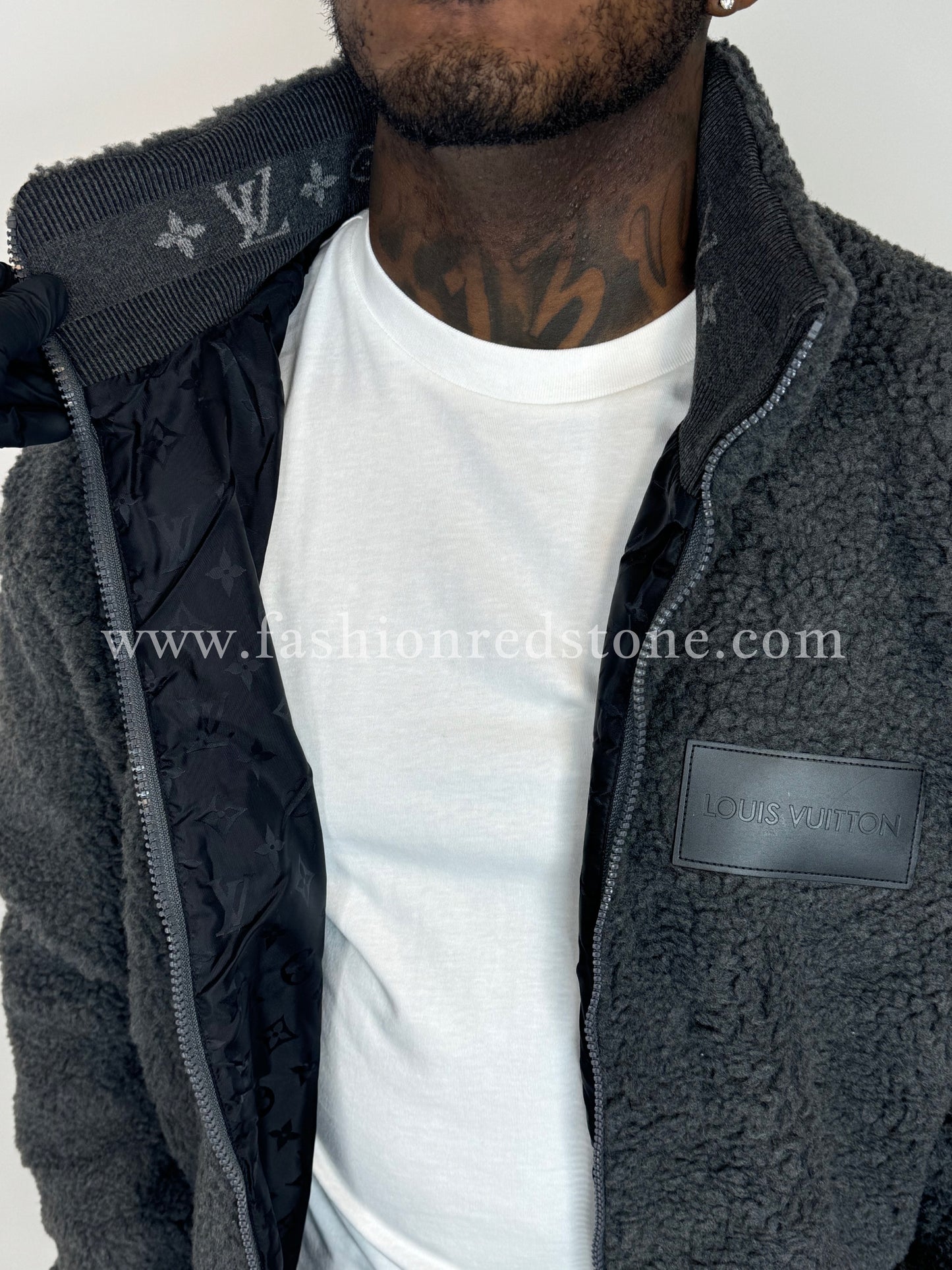 Louis Vuitton Leather Patch Fleece Blouson