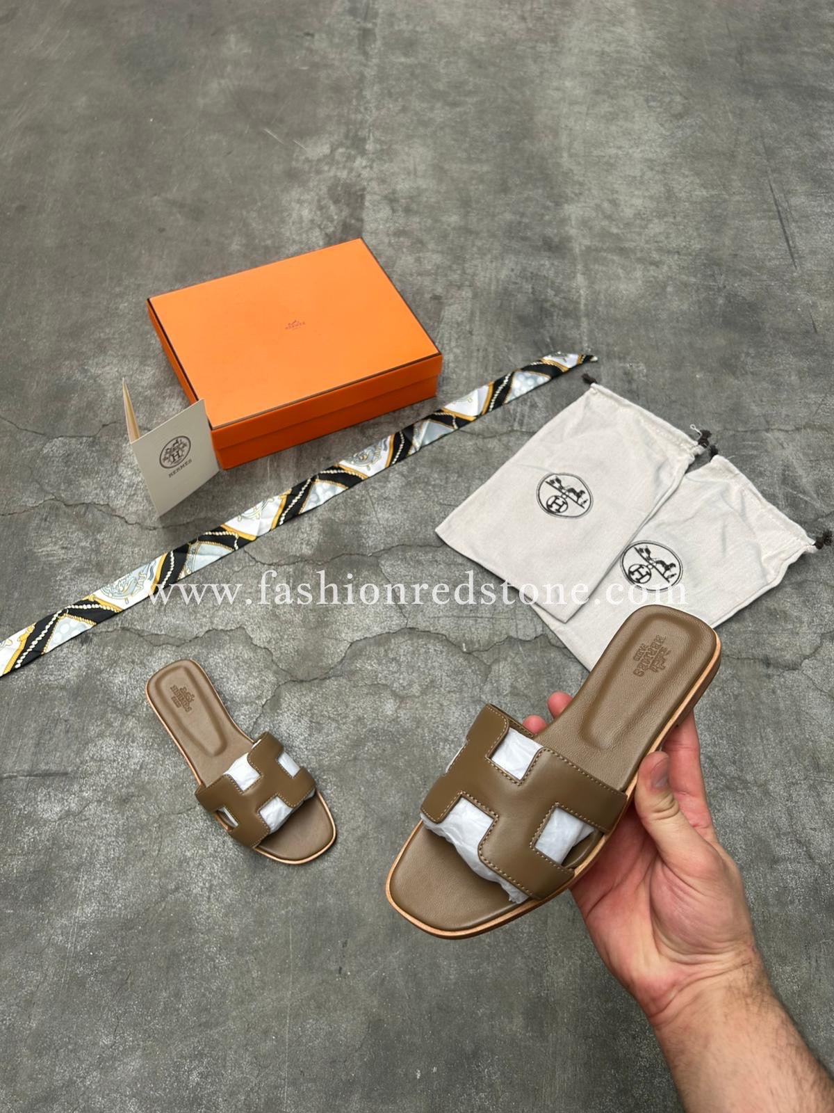 Hermes Oran Sandal Khaki