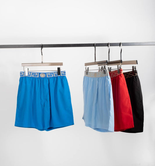 Versace Greca Border Zwemshorts Met Logoband Blue