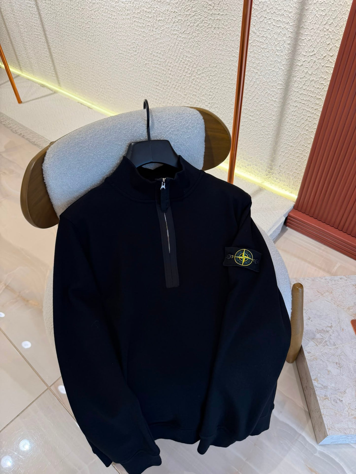 Stone Island Half-Zip Sweatshirt Black 2x LOGO