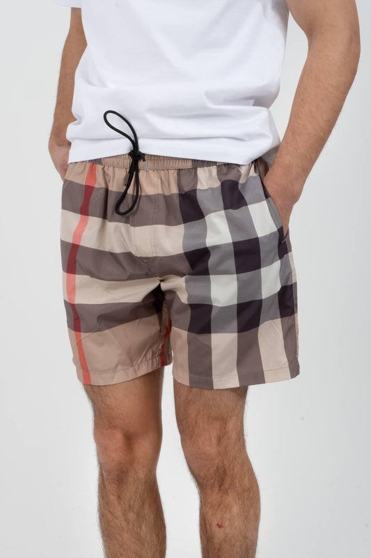 Burberry Geruite Zwemshort Met Trekkoord Beige