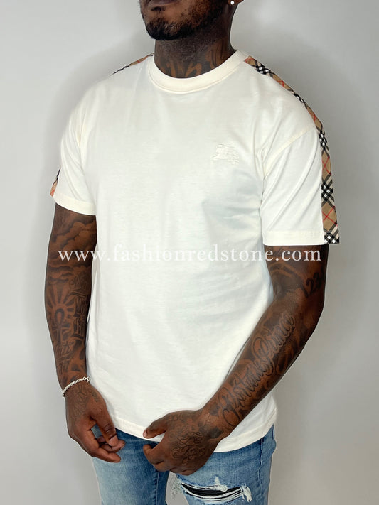 Burberry T-Shirt Met Geruite Afwerking
