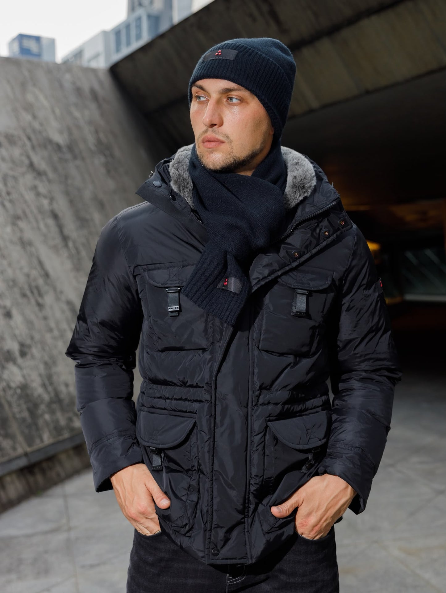 Peuterey Aiptek Fur Parka Black Jacket+Muts