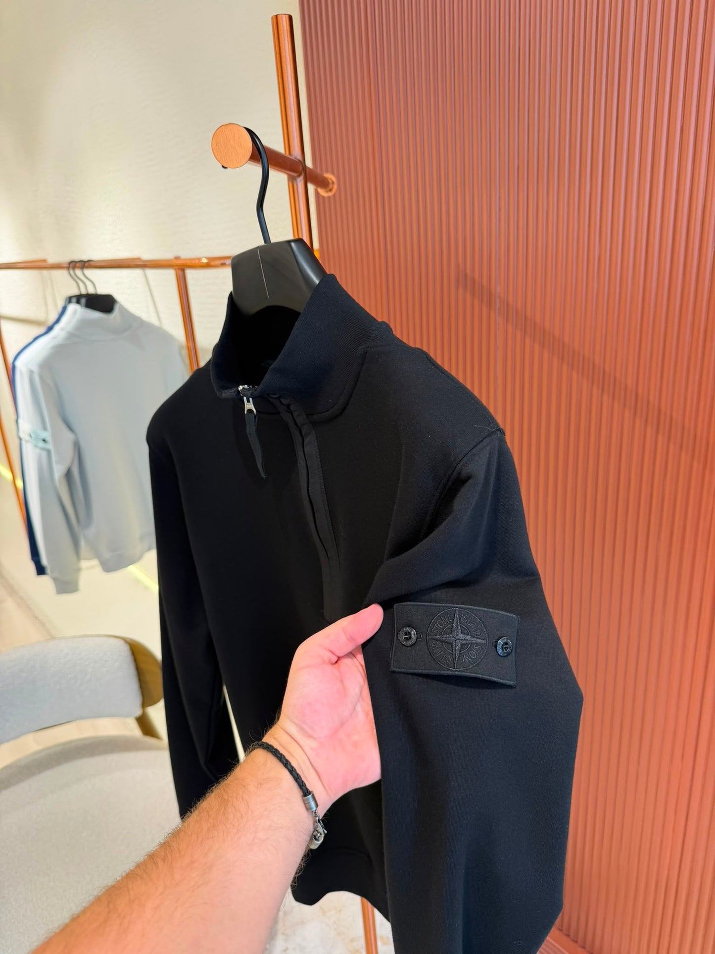 Stone Island Half-Zip Sweatshirt Black 2x LOGO