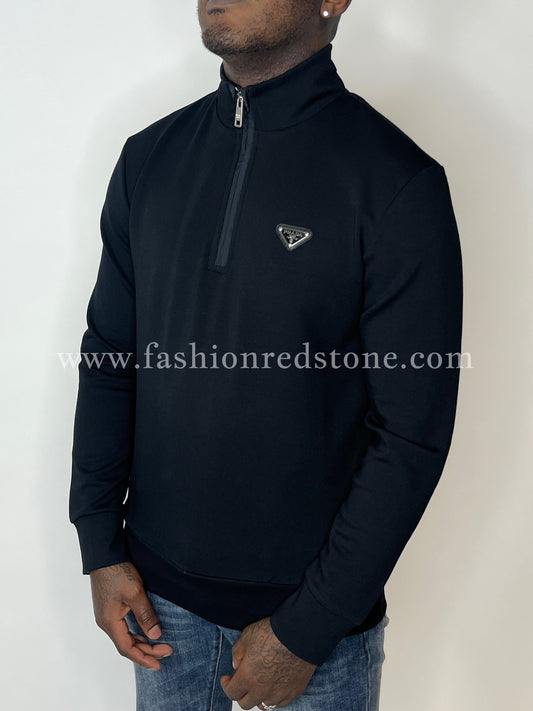 Prada Piqué Re-Nylon Half-Zip Black