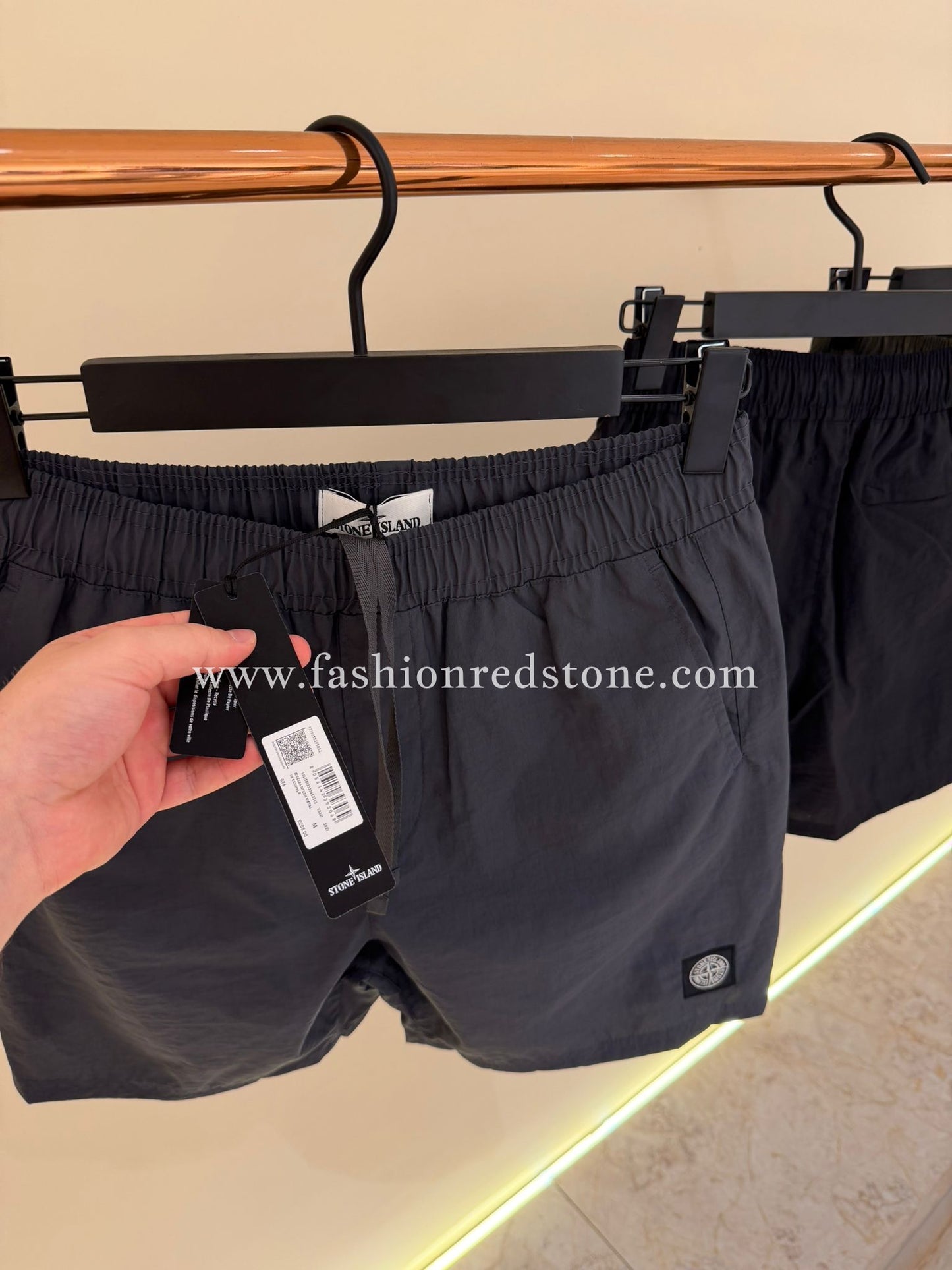 Stone Island Zwembroek Met Logopatch Antraciet