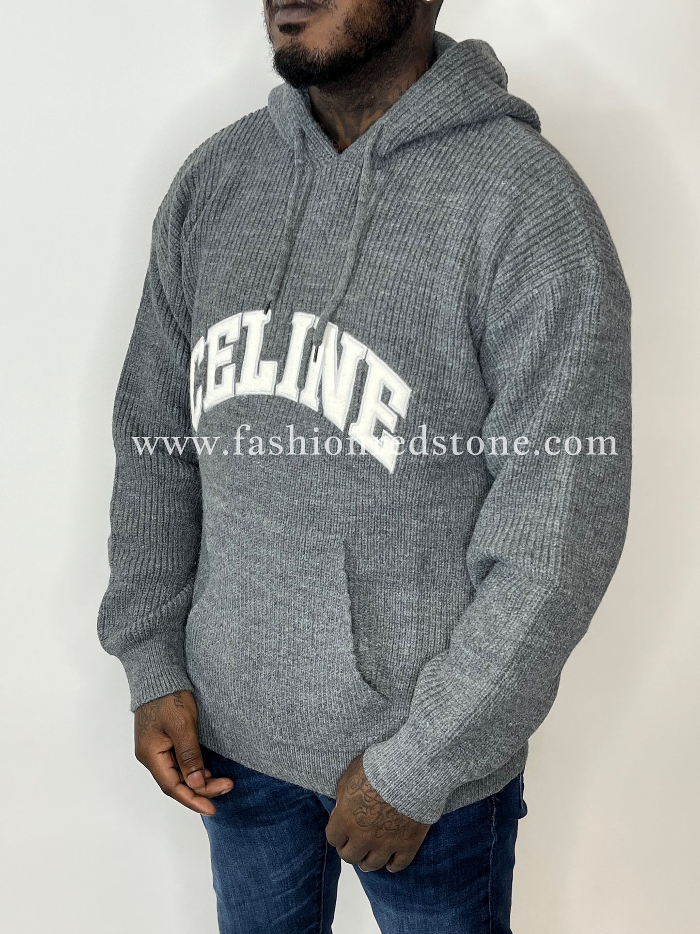 Celine Hooded Sweater In Ribbed Wool
