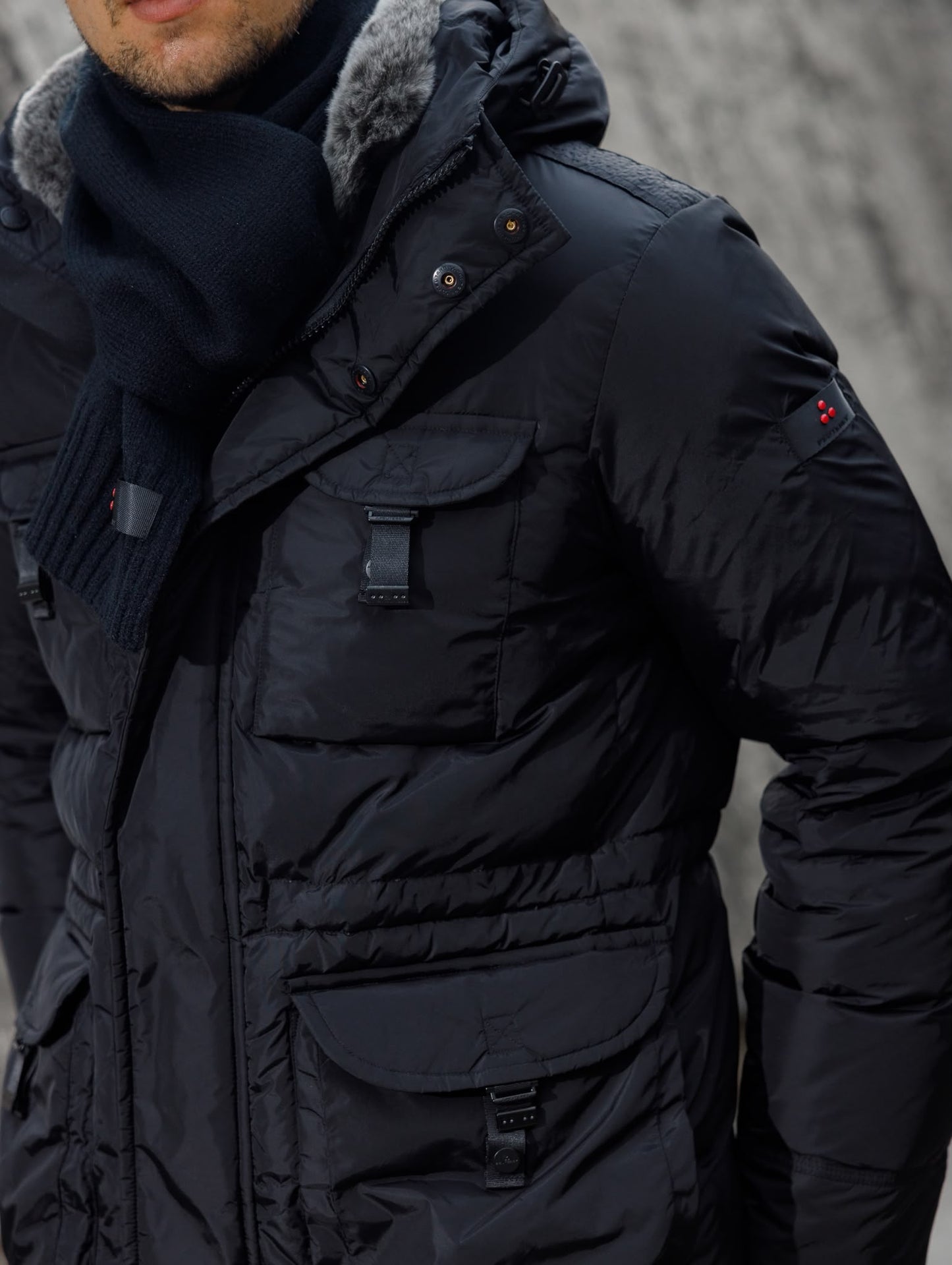 Peuterey Aiptek Fur Parka Black Jacket+Muts