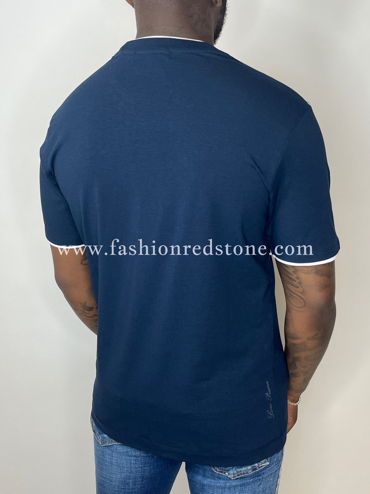 Loro Piana T-Shirt met Logoprint Mercesized Navy
