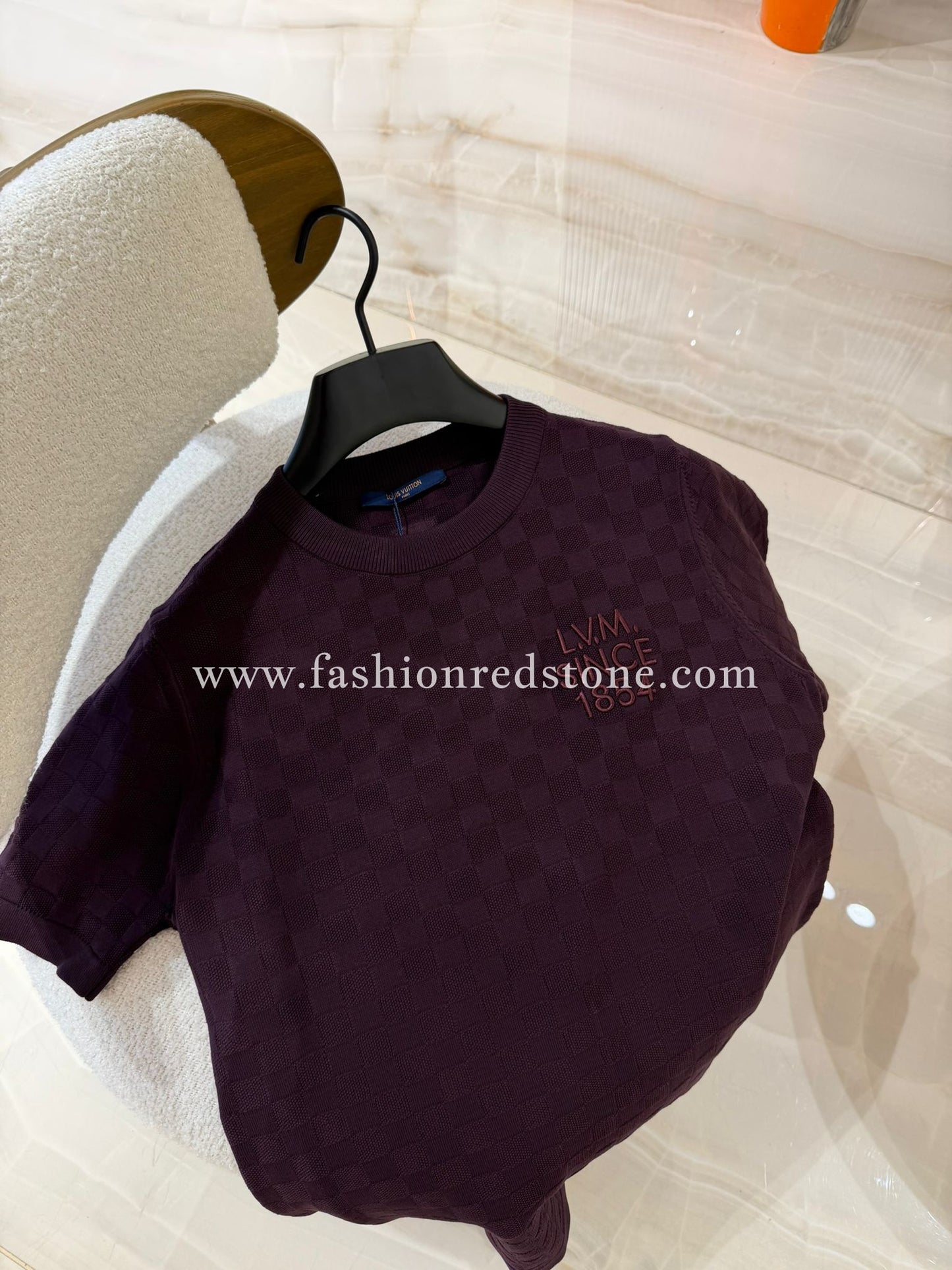 LV Damier Jacquard Short-Sleeved Crewneck