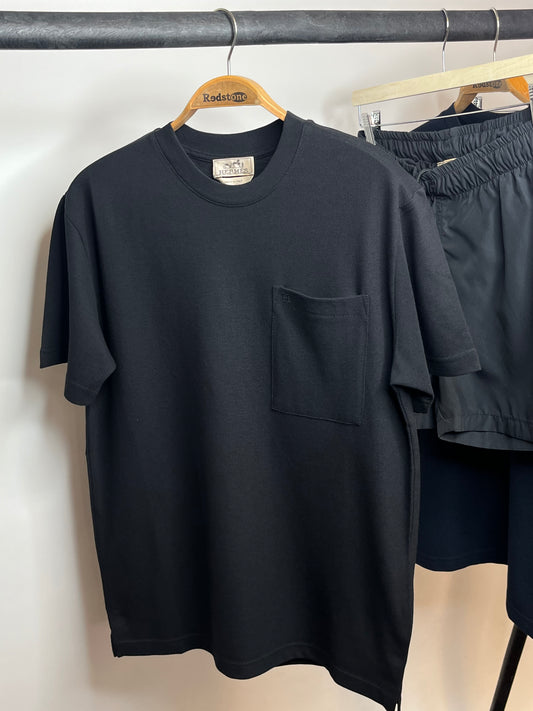 Hermès T-Shirt met Borstzak “H” Black