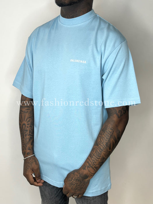 Balenciaga T-Shirt Met Logoprint Light Blue