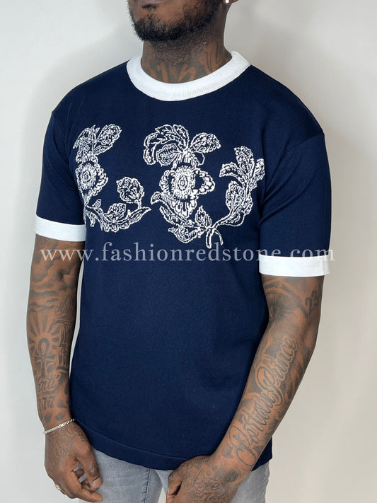 Louis Vuitton Graphic Intarsia Short-Sleeved Cotton Crewneck