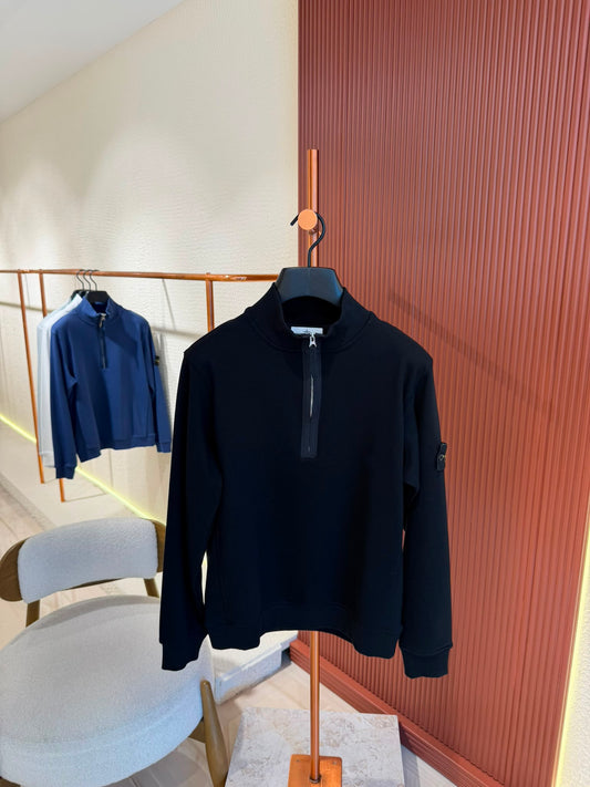 Stone Island Half-Zip Sweatshirt Black 2x LOGO