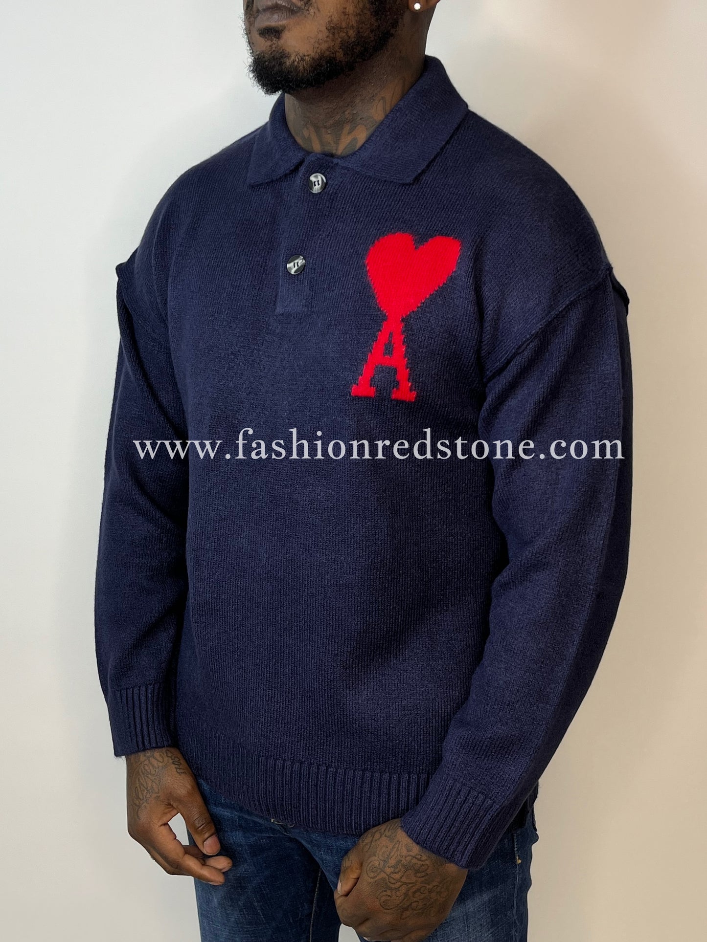 WOOL AMI DE COEUR POLO Navy