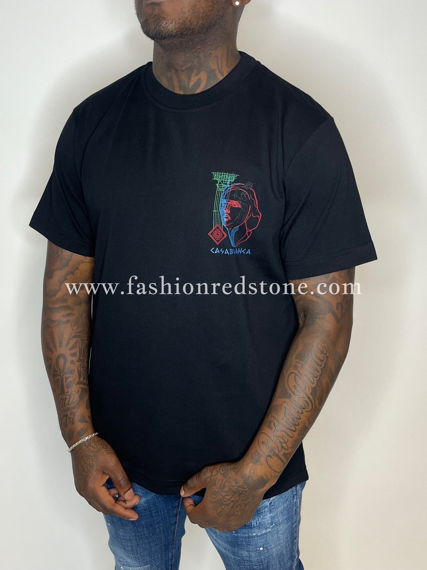 Casablanca T-Shirt met Logo en Backprint