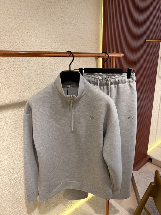 Alo Accolade 1/4 Zip Pullover Grey Full Set