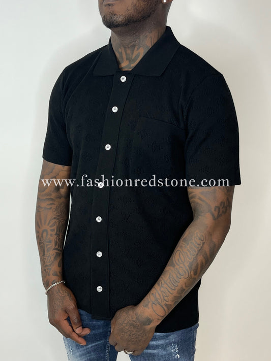 Louis Vuitton Monogram Printed Short-Sleeved Shirt Black