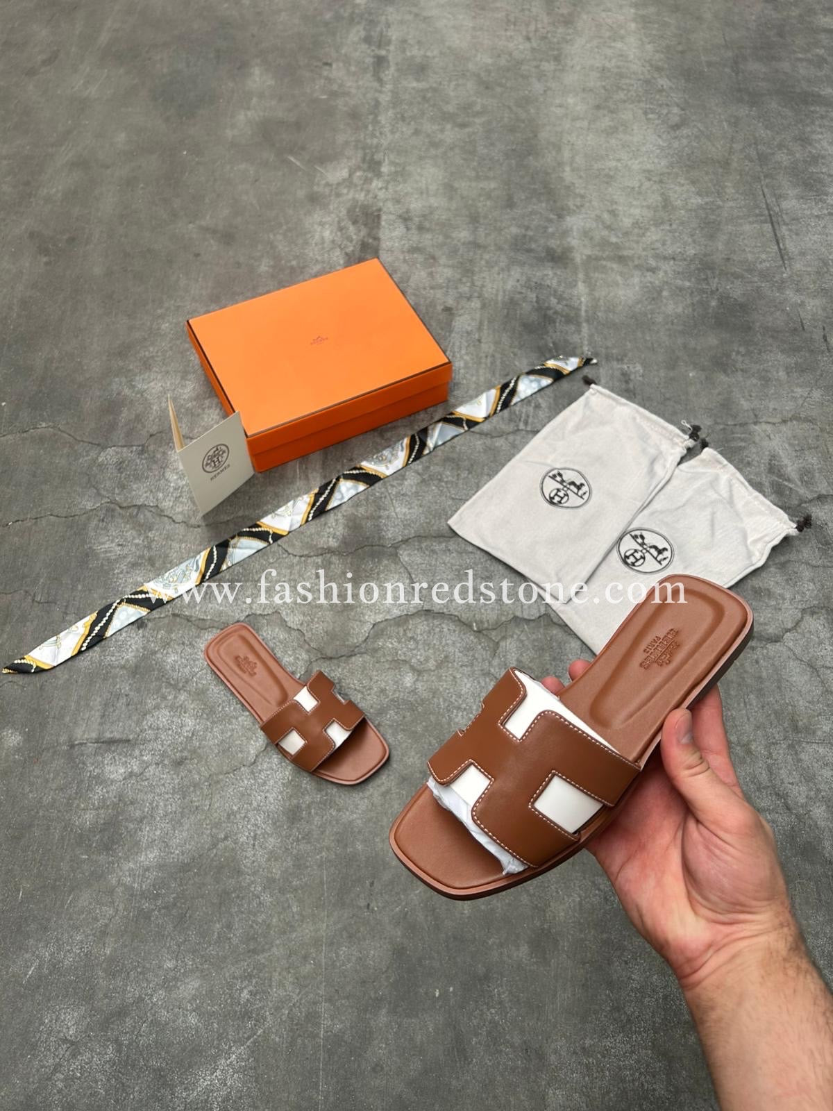 Hermes Oran Sandal Brown