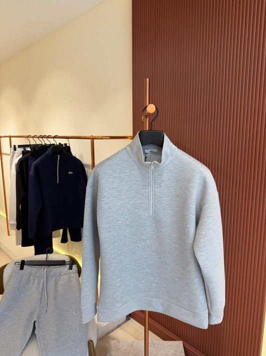 Alo Accolade 1/4 Zip Pullover Grey Full Set