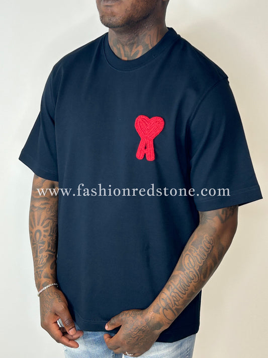 AMI De Coeur Patch T-Shirt Navy Blue